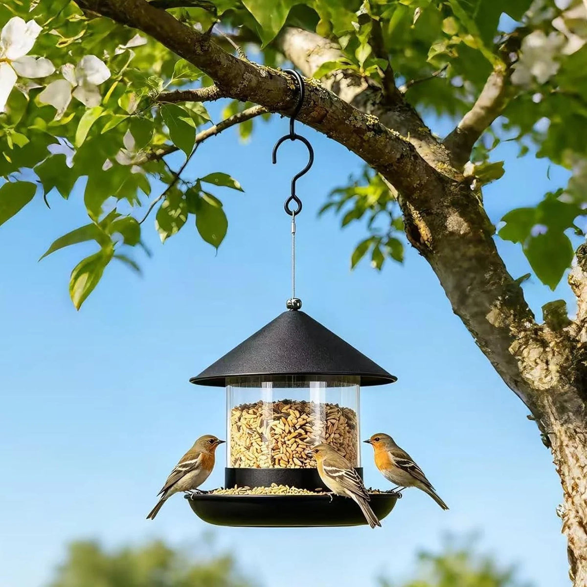 Durable Wild Bird Feeder for Multiple Suspension Options (1.8L)