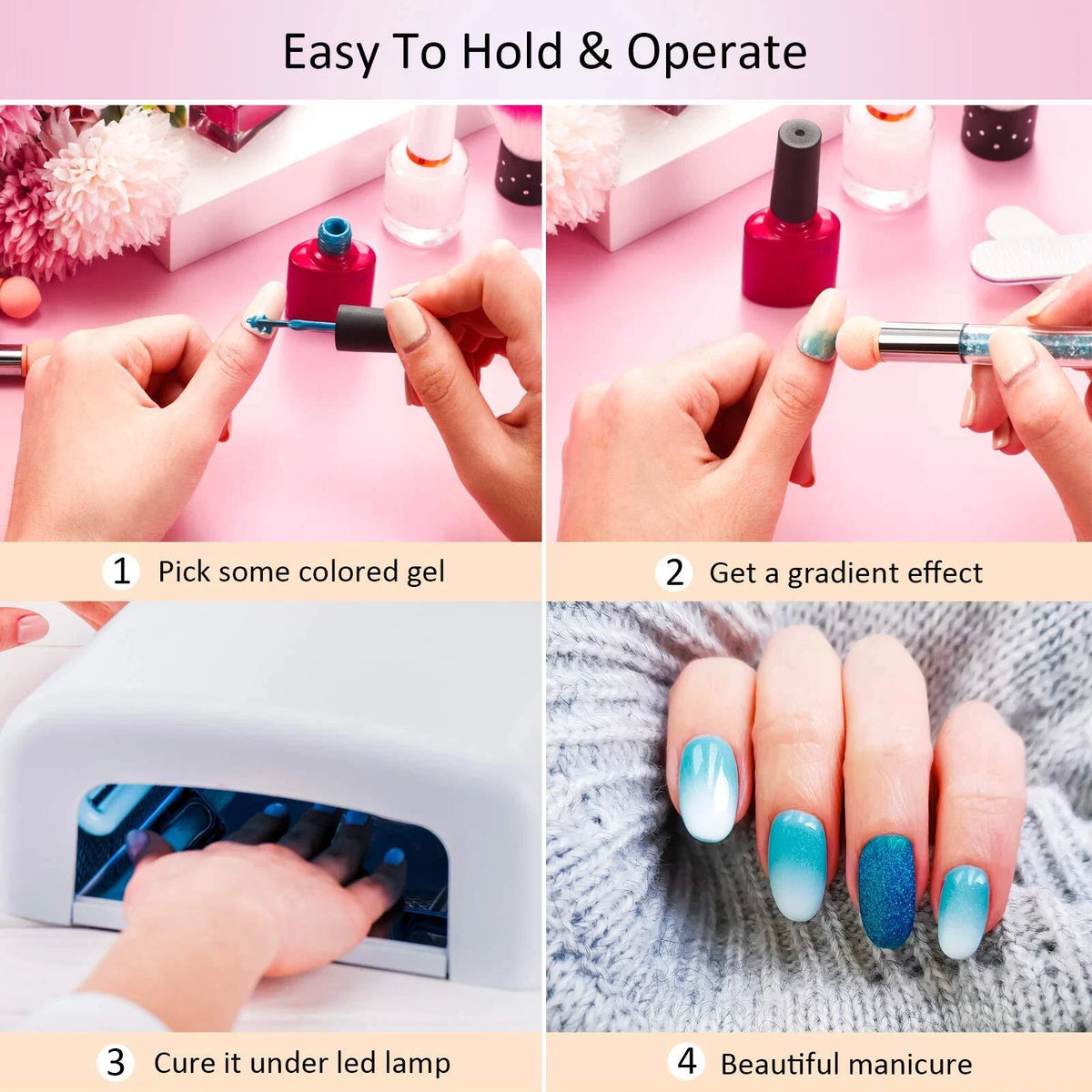 Sponge Heads Nail Pen Dual Tipped for Ombre Gradient Nail Art
