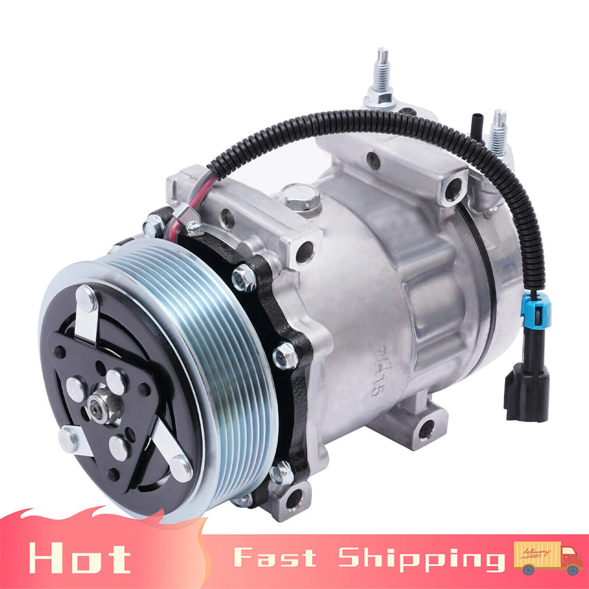 AC Compressor with A/C Clutch for International (Replaces Sanden 4418, 20-04418)