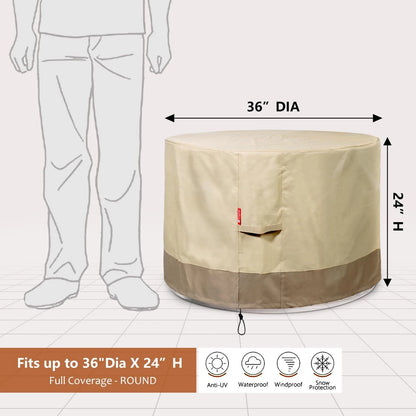 Round Gas Fire Pit/Table Cover for 36" Diameter Fire Pits (Heavy Duty)