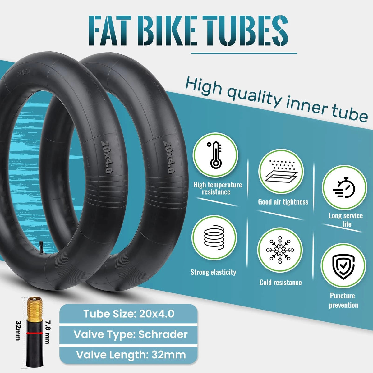 2X 20x4 Fat Bike Inner Tube for Electric Tire (20x4.0)