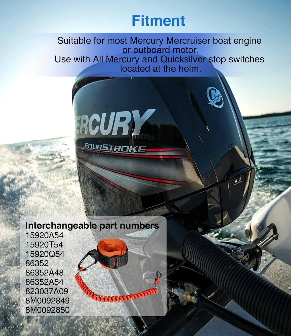 8M0092850 Kill Switch Lanyard for Mercury Mercruiser Outboard Motor
