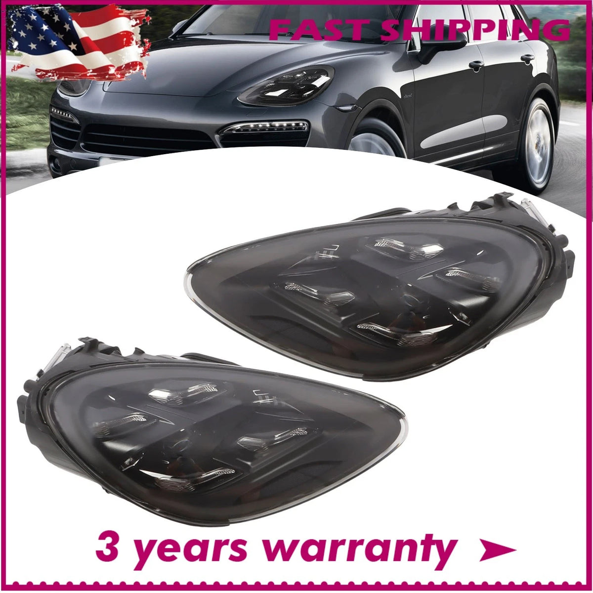 LED Pair Front Head Lamps Assembly for Porsche Cayenne (2011–2014)
