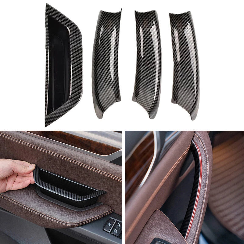 4X Carbon Fiber Interior Door Handle Cover for BMW X3 X4 (2011–2017)