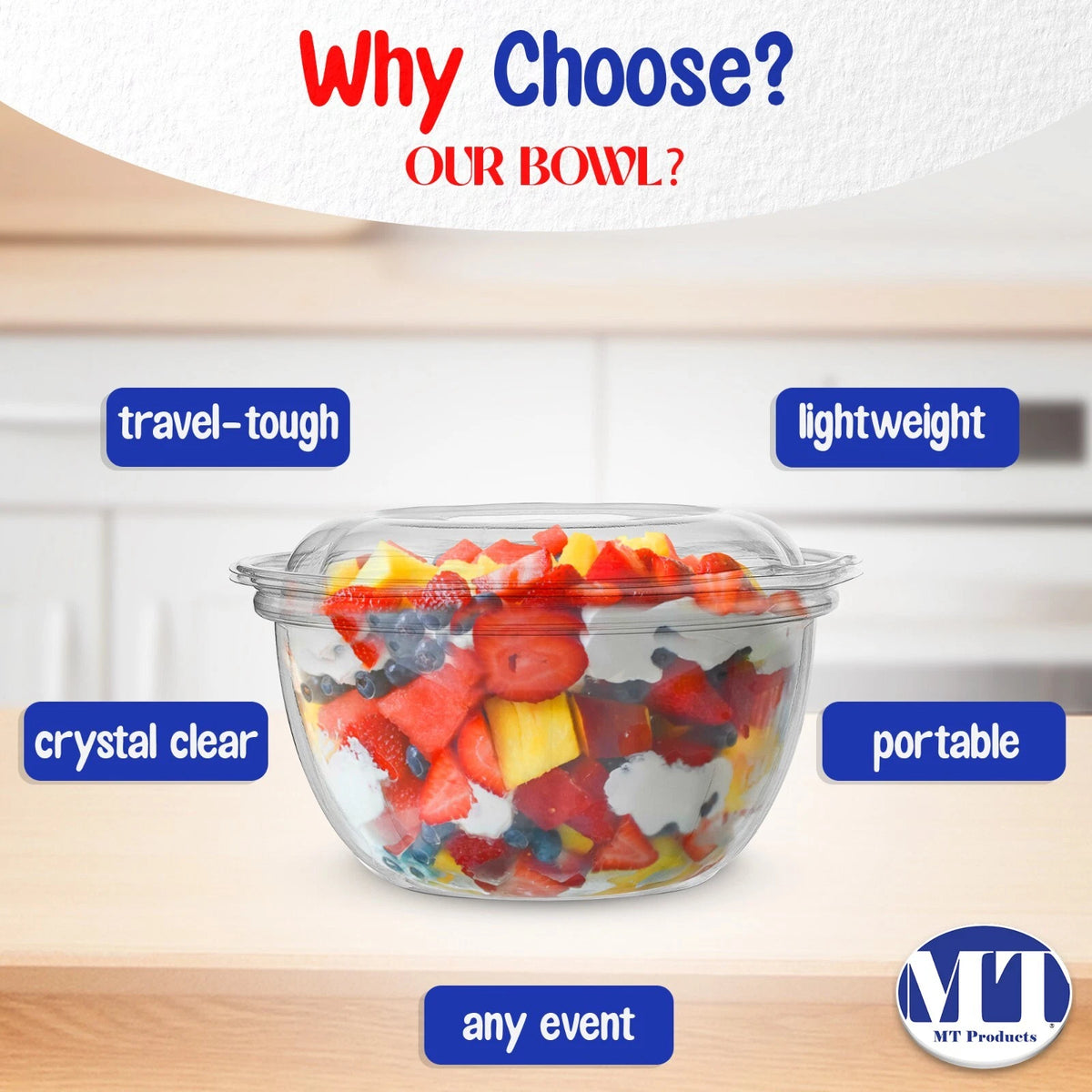 32 oz Clear PET Plastic Salad Container with Lid - Pack of 15
