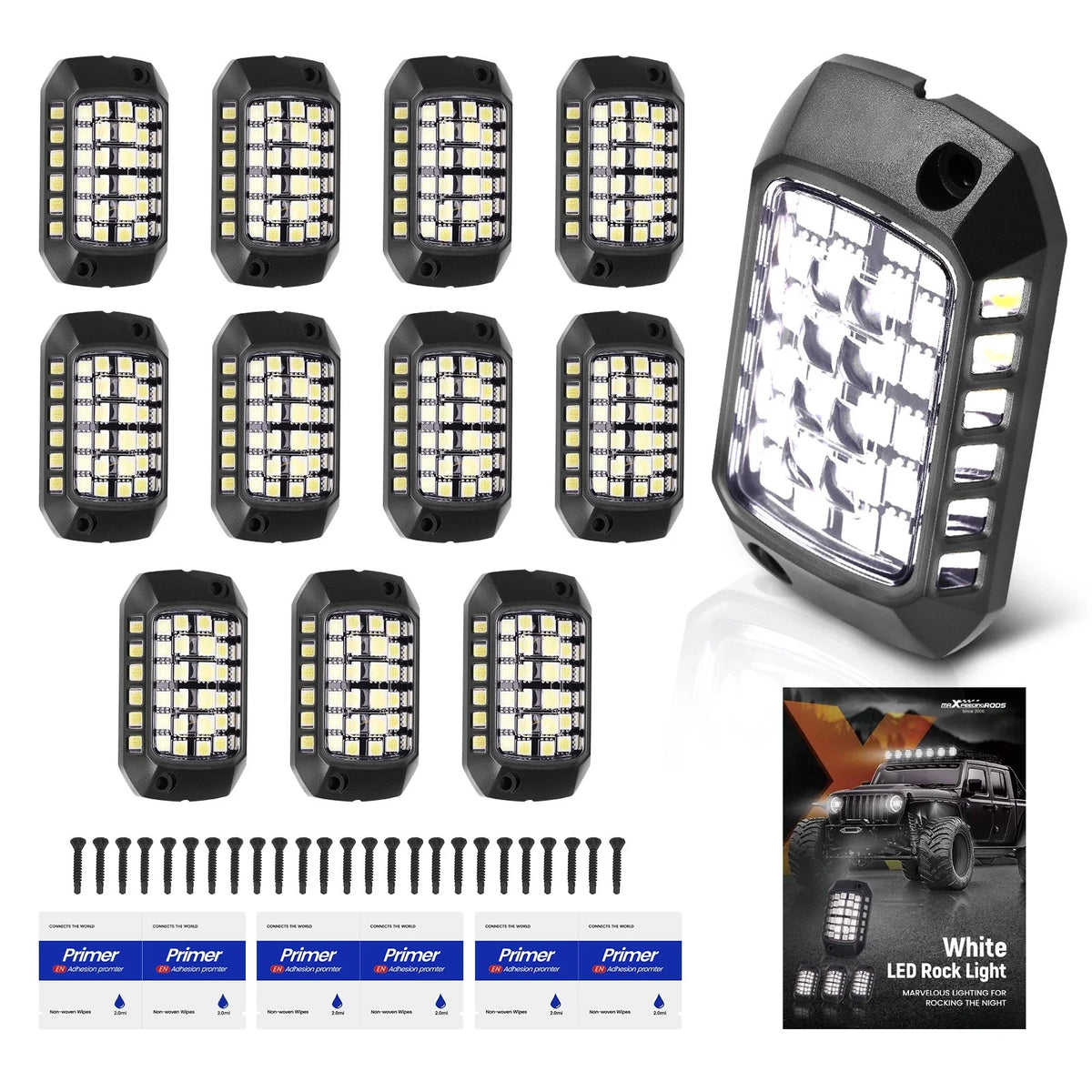 12 Pod White Rock Light Kit for Off-road Vehicle Truck ATV SUV