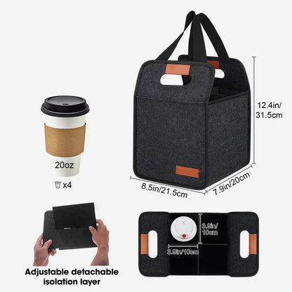 4 Cup Insulated Drink Carrier Tote Bag for Travel Picnic