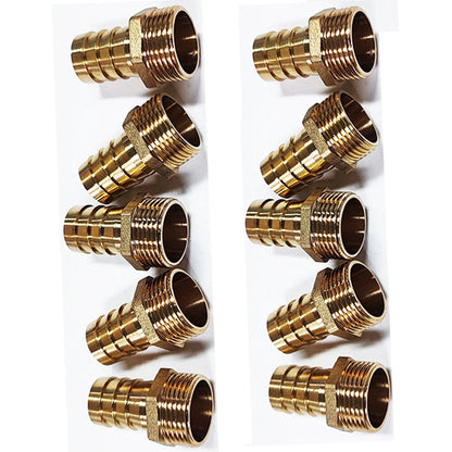 10Pcs 3/4" Hose Barb x 3/4" Male NPT Brass Pipe Fitting for Gas Water