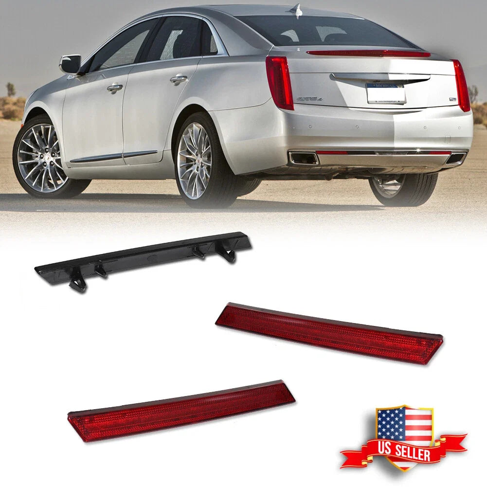 Pair of Red Lens Rear Bumper Reflector Lights for Cadillac XTS (2013–2017)
