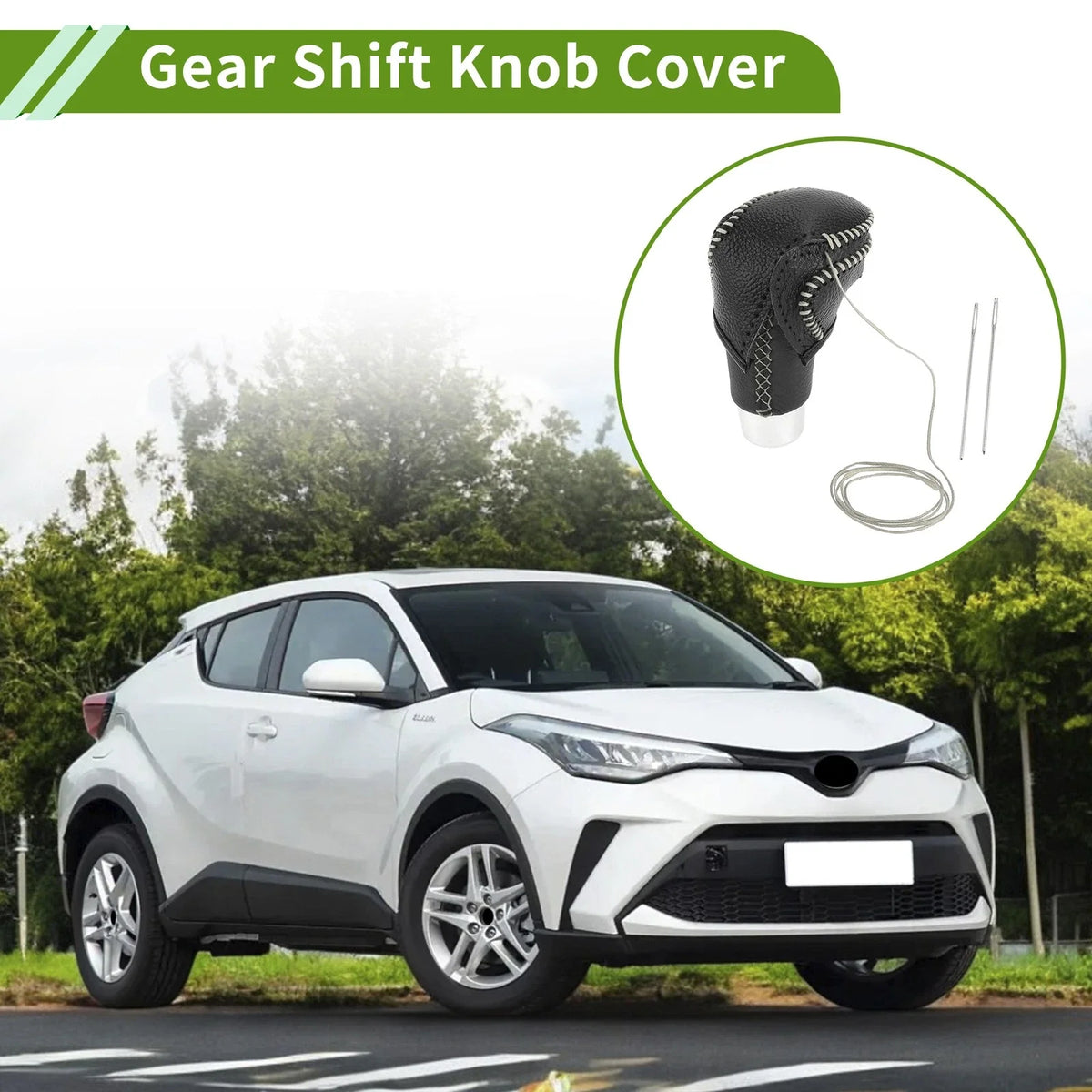 1 Pc Gear Shift Knob Cover for Toyota CH-R (2018–2022) Pebbled Black Beige