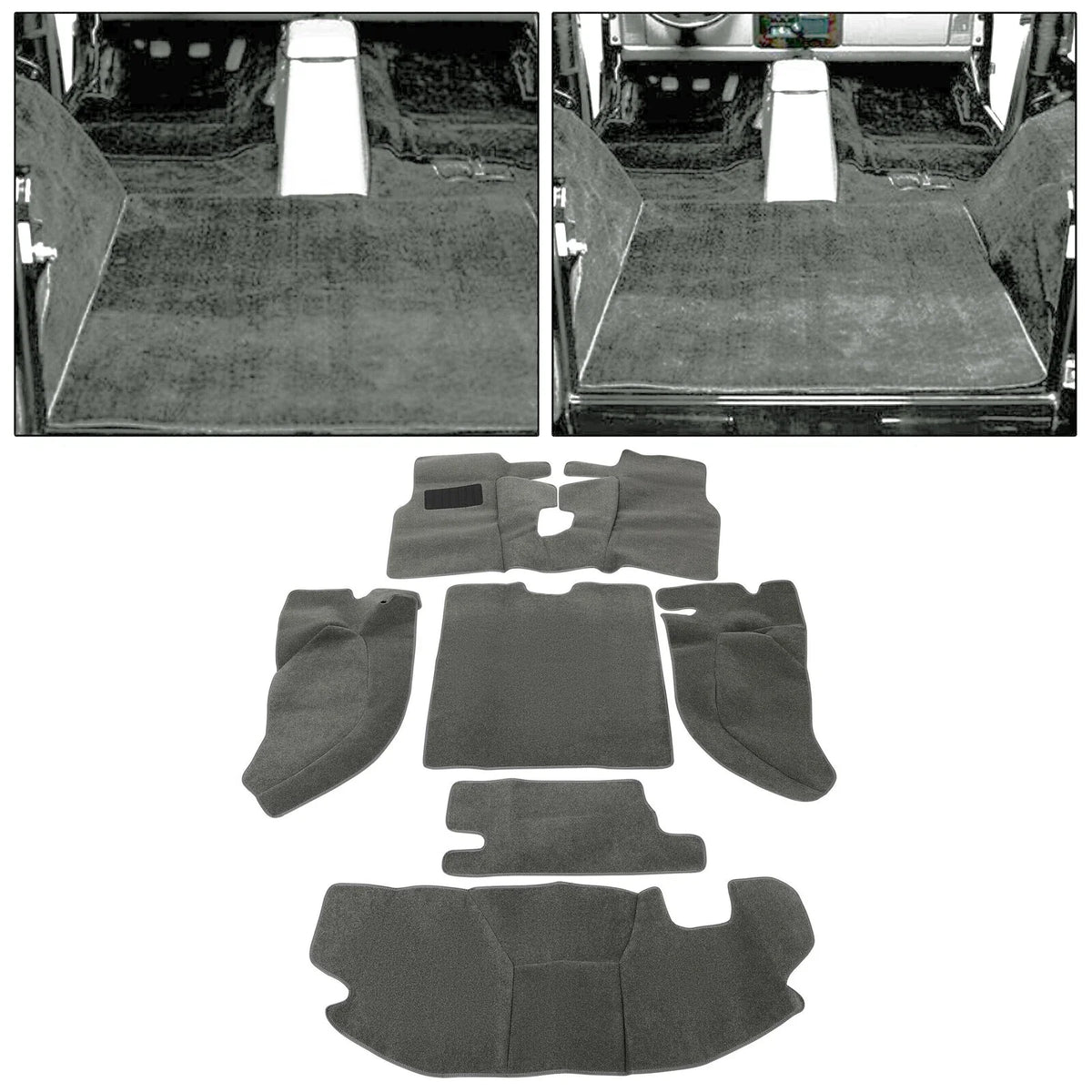 Set of 6 Carpet Floor Mats for Jeep Wrangler TJ (1997–2006) Gray