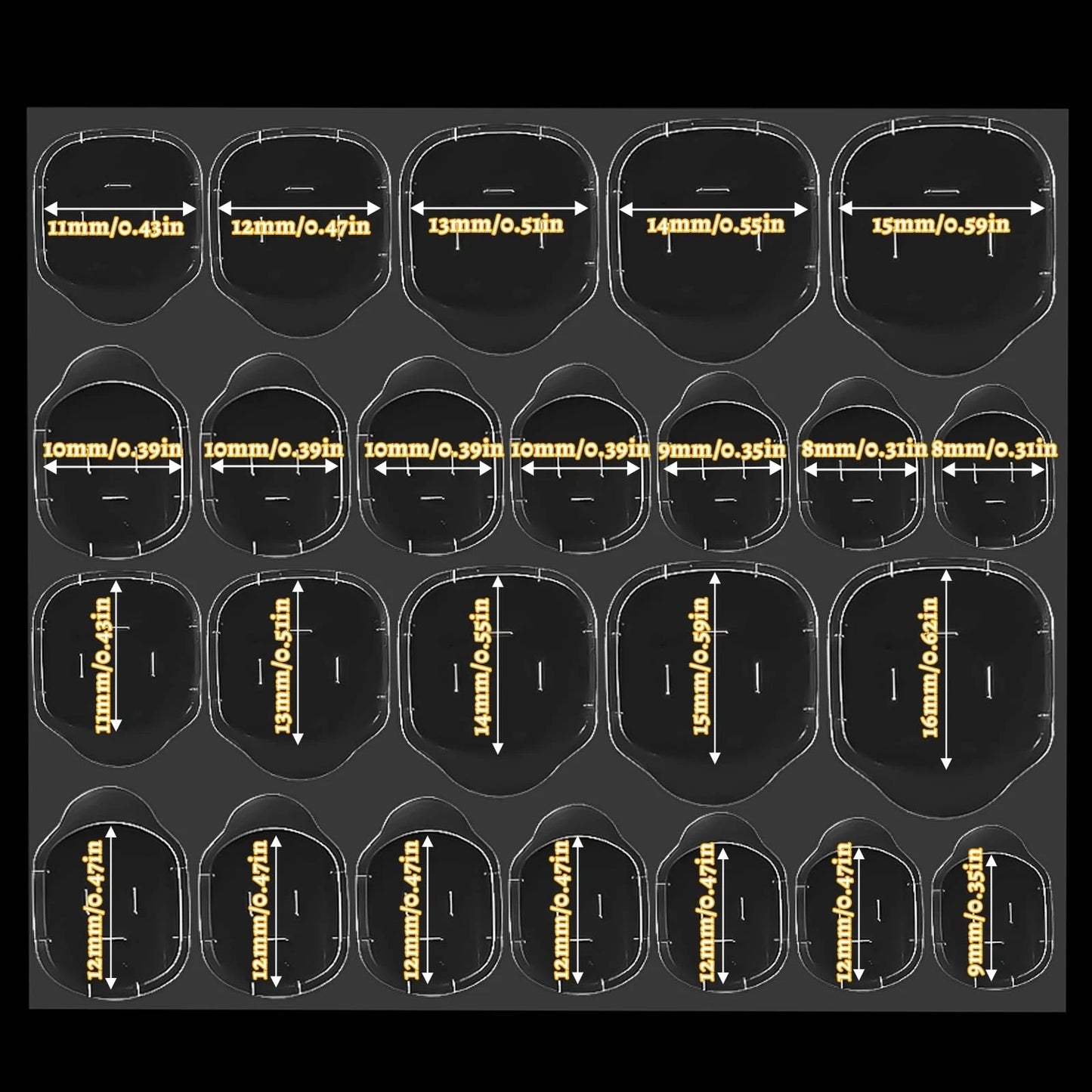 720 pcs Nail Stickers for Press on Adhesive Tabs (Transparent)