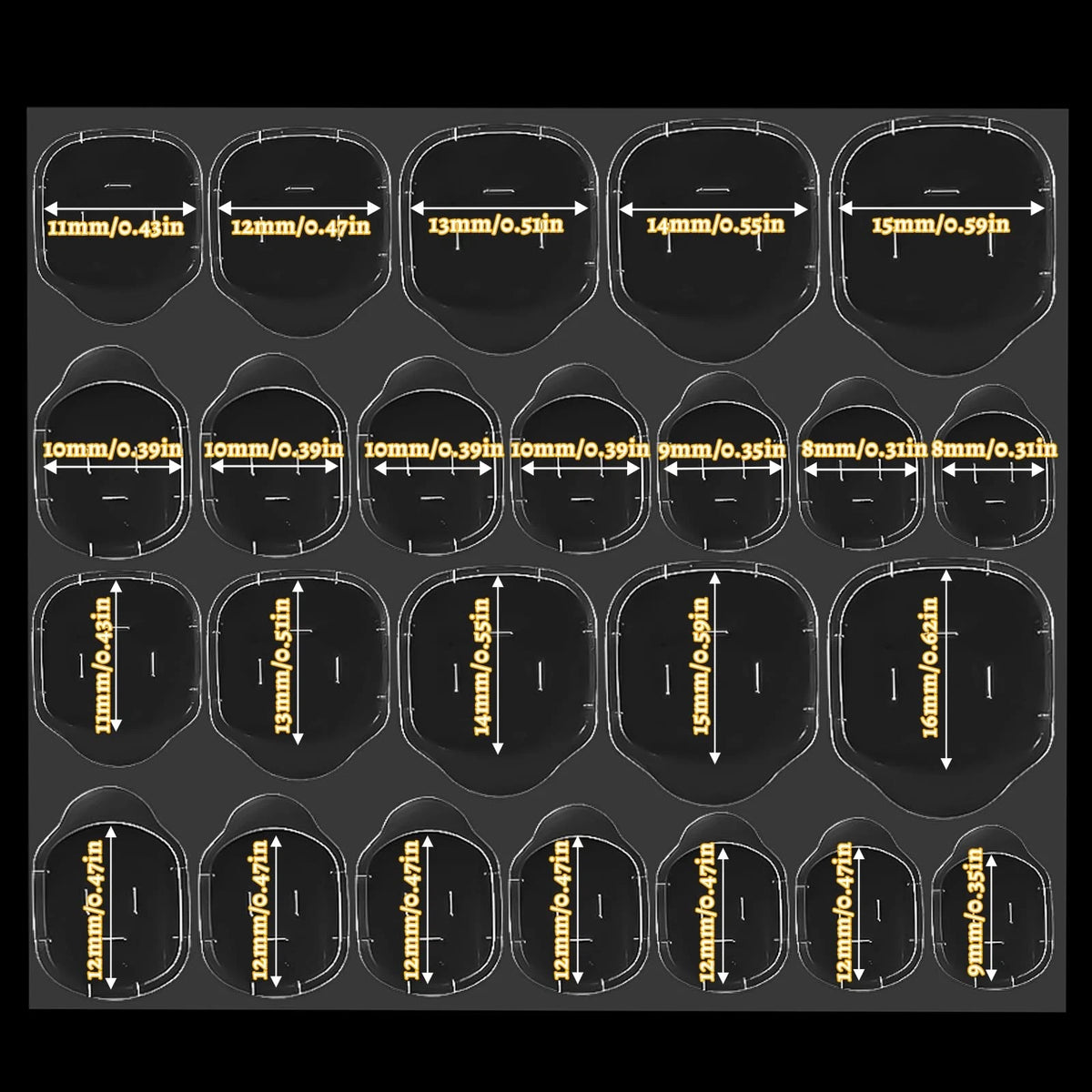 720 pcs Nail Stickers for Press on Adhesive Tabs (Transparent)