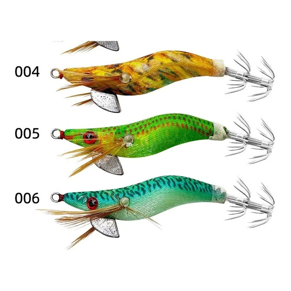 Glow in Dark Wooden Squid Shrimp Jig 1.5 Oz for Night Fishing