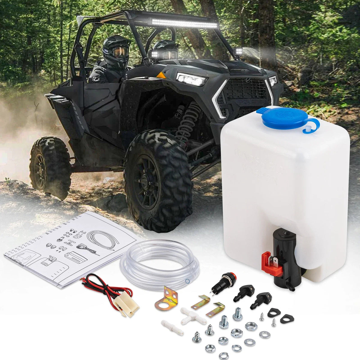 Windshield Washer Pump Reservoir Kit for Universal 12V (1.5L)