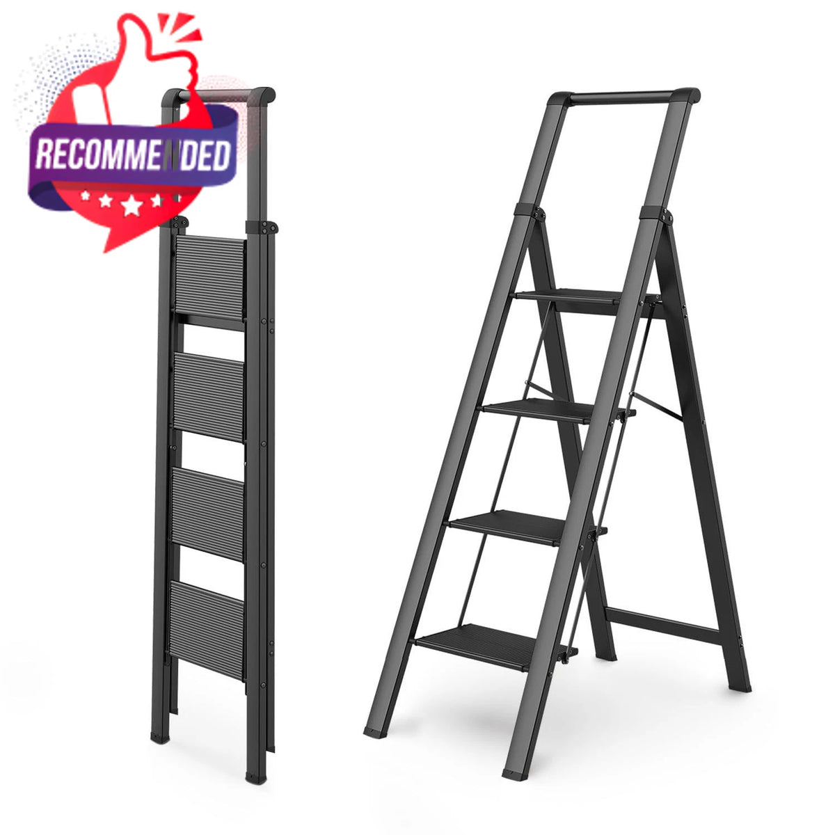 4-Step Anti-Slip Aluminum Ladder for Home Safety