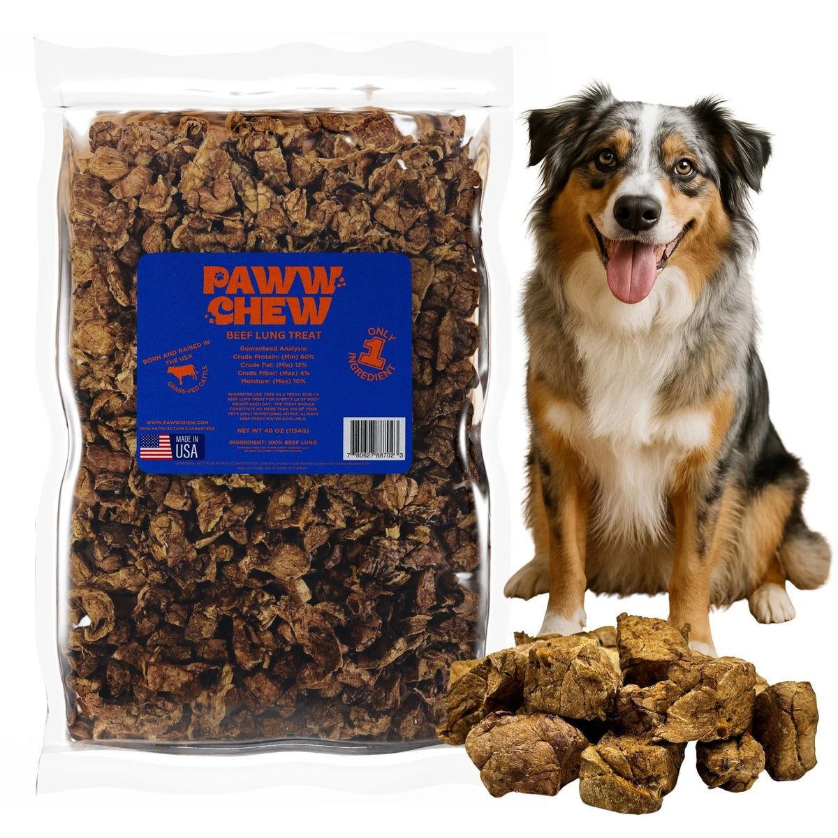 2.5 LB Beef Lung Dog Treats for Dogs - Single Ingredient, High Protein