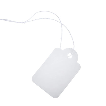 500 Pack White Price Tags with String Attached (1.38 x 0.87 Inches)