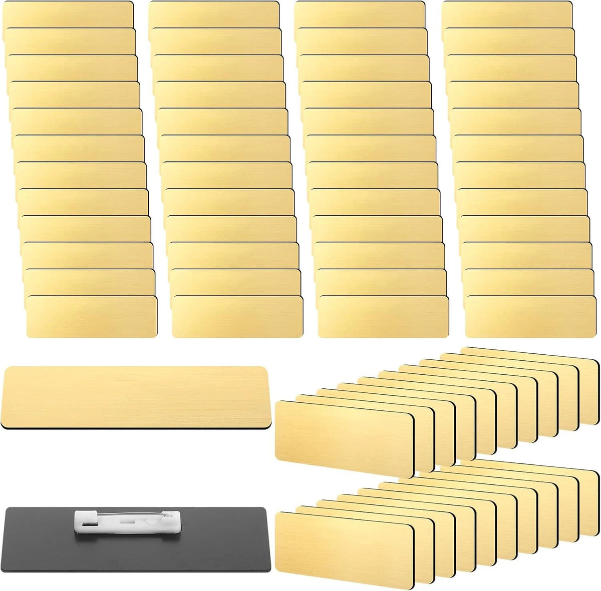 50 Pcs Name Tag Badge Blanks for Geosar-Brushed Gold