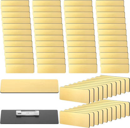 50 Pcs Name Tag Badge Blanks for Geosar-Brushed Gold