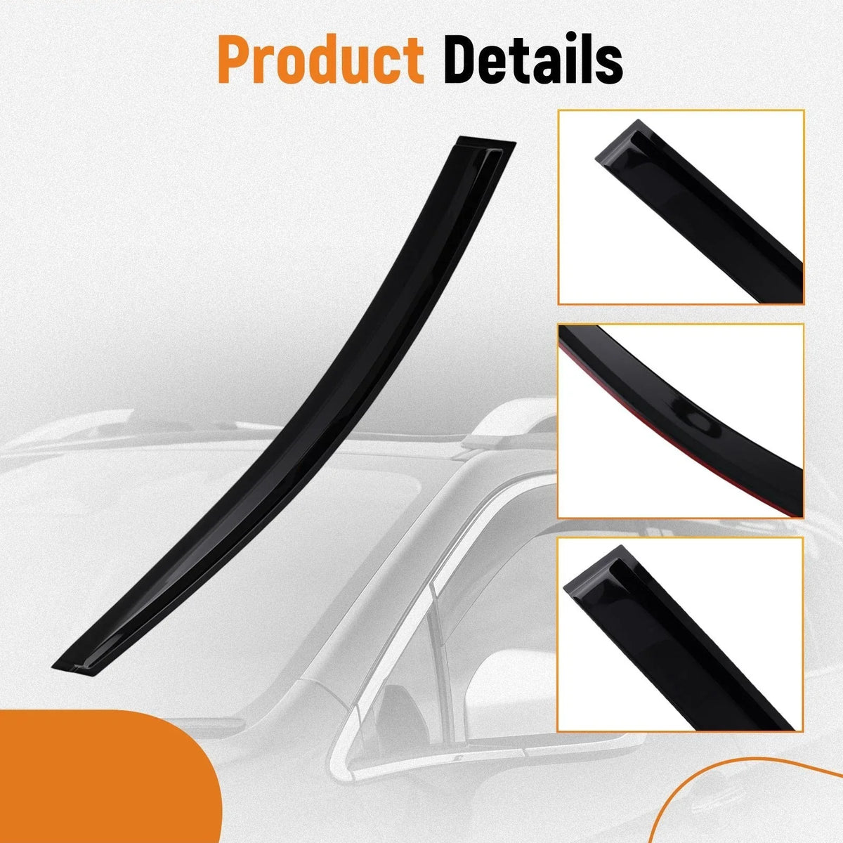 Window Visor Vent Deflector Guard for Ford Edge (2015–2024) Black Tinted