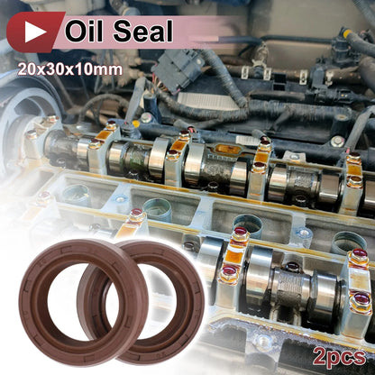 Set of 2 Oil Seal Rotary Shaft Seal FKM Rubber 20x30x10mm