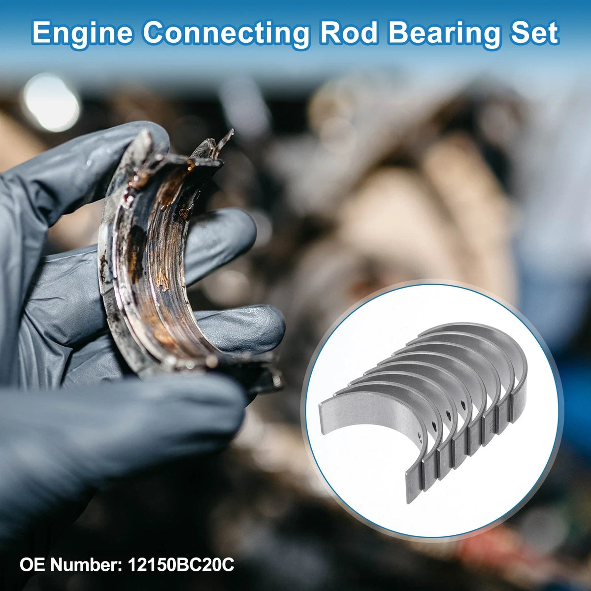 Connecting Rod Bearing Set No.12150BC20C for Nissan Tiida (2005–2017) 8 Pcs