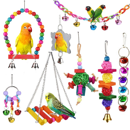 8 Pcs Bird Toys for Parakeet Cockatiel Parrots Cage Accessories