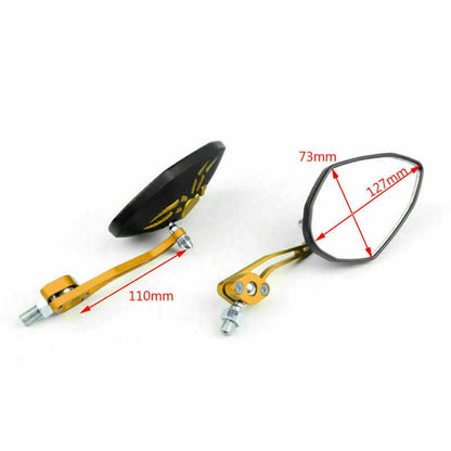 Set of 2 Universal 8mm 10mm Motorcycle Rear View Side Mirrors Gold M529-A107-Gold