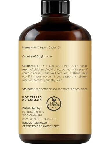 Organic Castor Oil 4 Fl Oz for Eyelash Growth with Lash Brushes