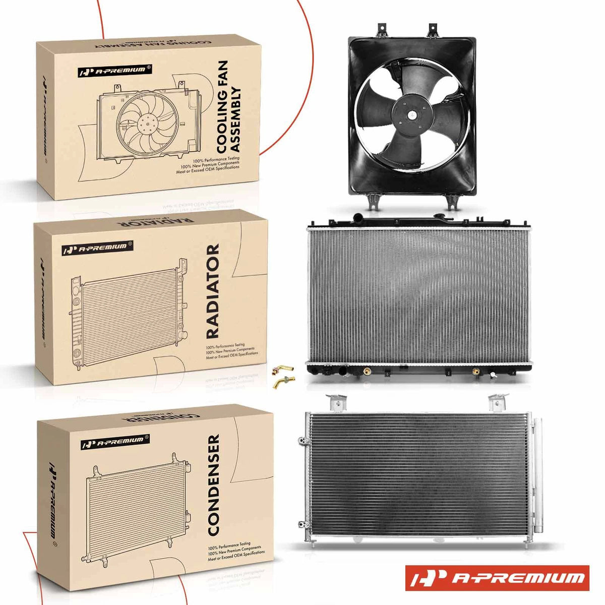 Radiator & A/C Condenser & Cooling Fan Kit for Honda Odyssey (1999–2004) - 19010-P8F-A51, 19010P8FA51