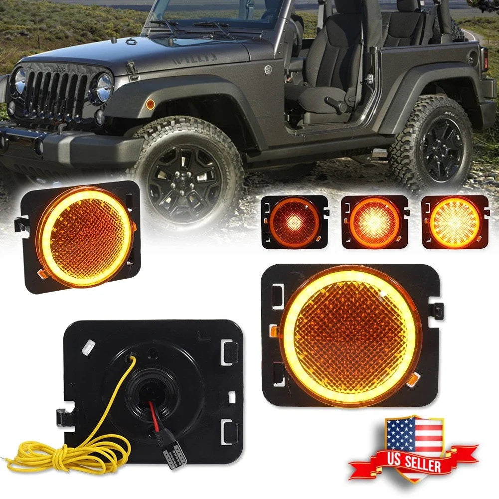 Amber Halo Ring LED Signal Lights for Jeep Wrangler JK (2007–2018)