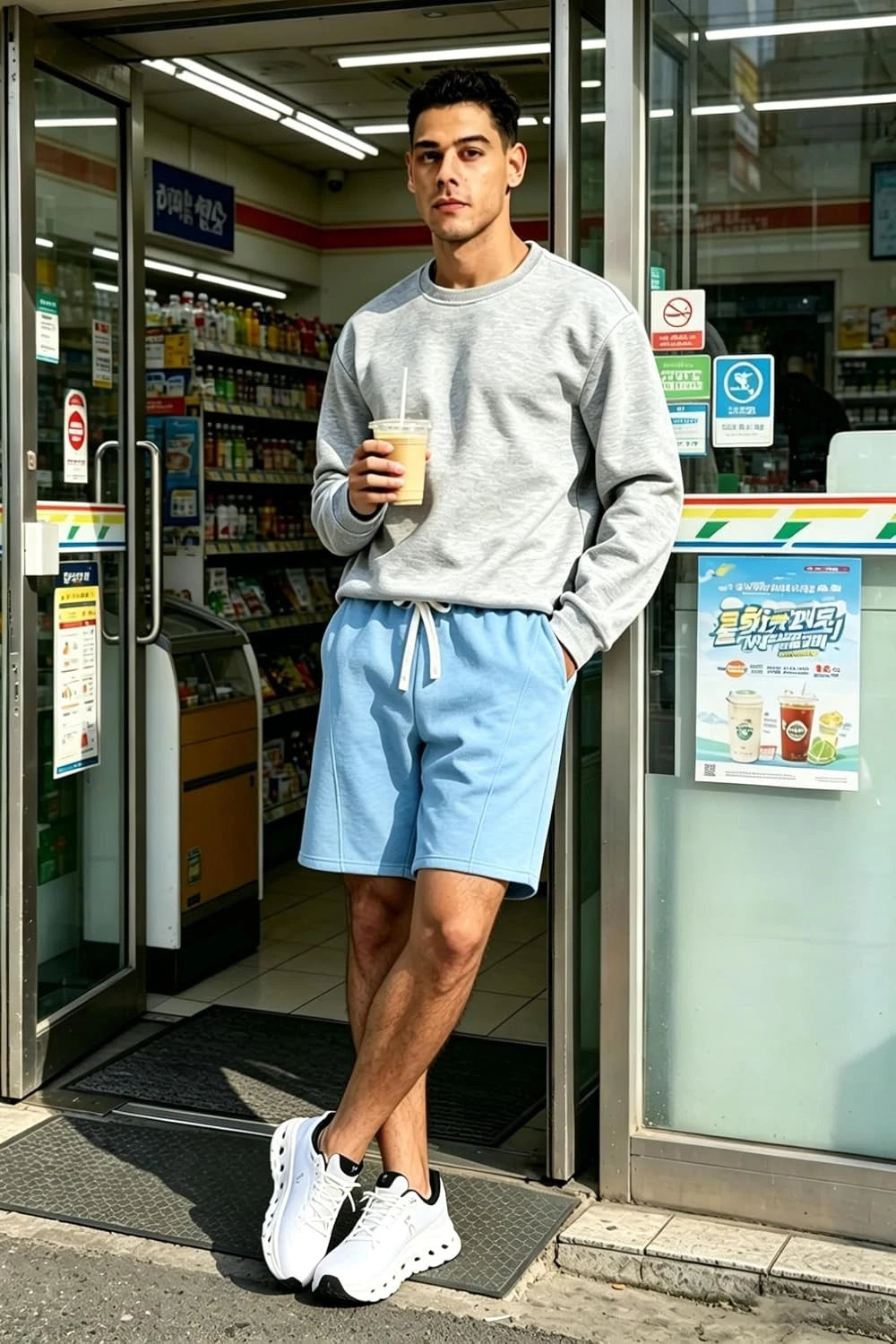 Men's Baggy Sky Blue Cotton Fleece Athletic Workout Gym Shorts X-Large