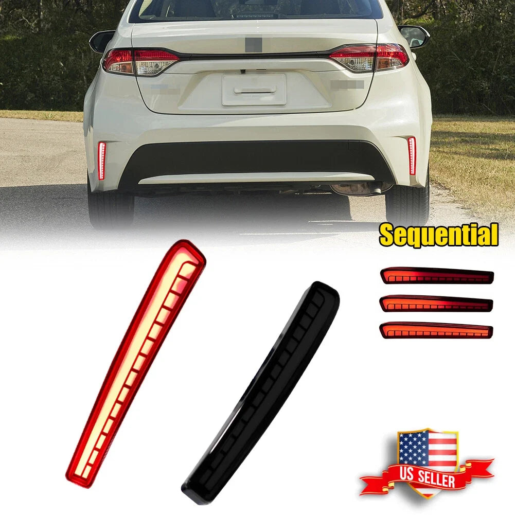 2X Smoked LED Bumper Tail Brake Lights for Toyota Corolla (2020–2021)