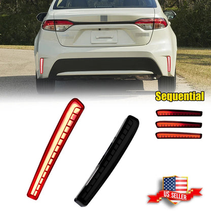 2X Smoked LED Bumper Tail Brake Lights for Toyota Corolla (2020–2021)