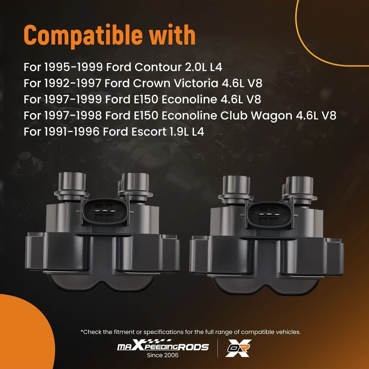 2Pcs Ignition Coil for Ford F150 F250 Expedition 4.6L V8 (1997–1999) 19017116