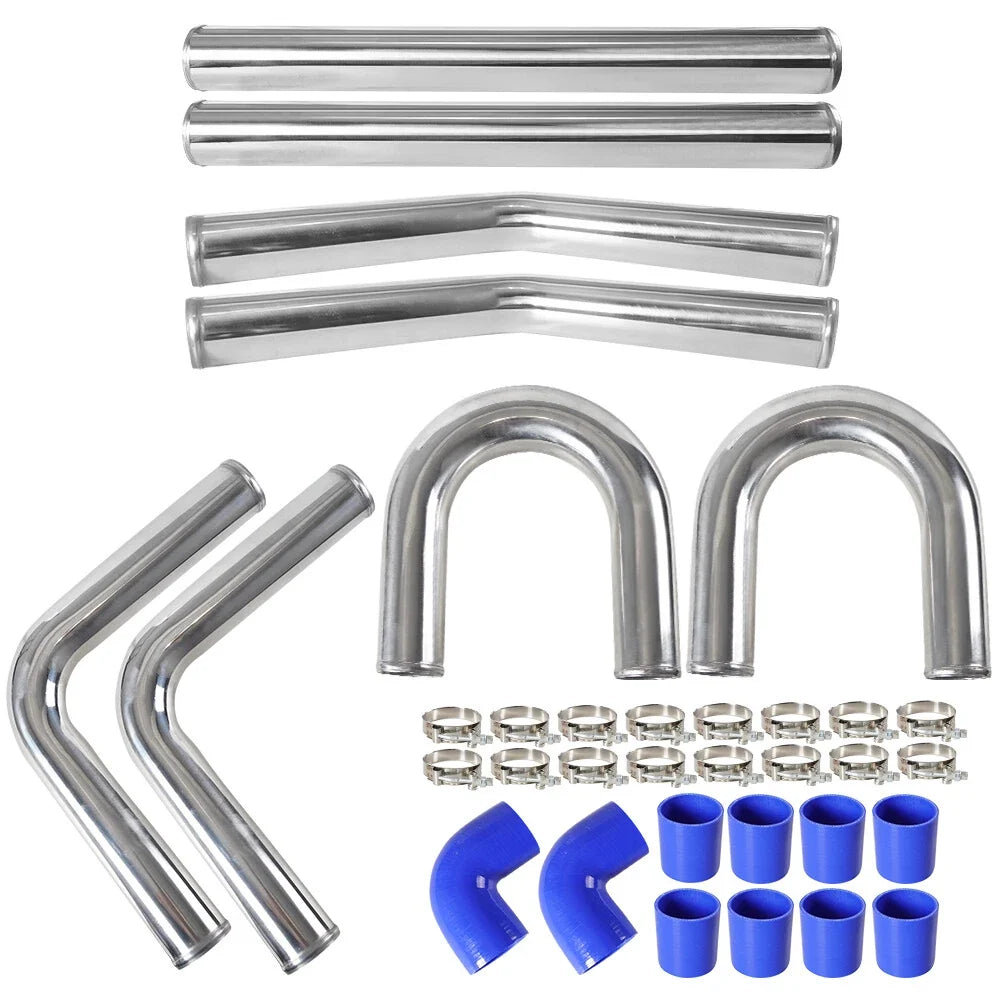 2.5" Universal Aluminum Turbo Intercooler Elbow Pipe Kit with Hose & Clamp