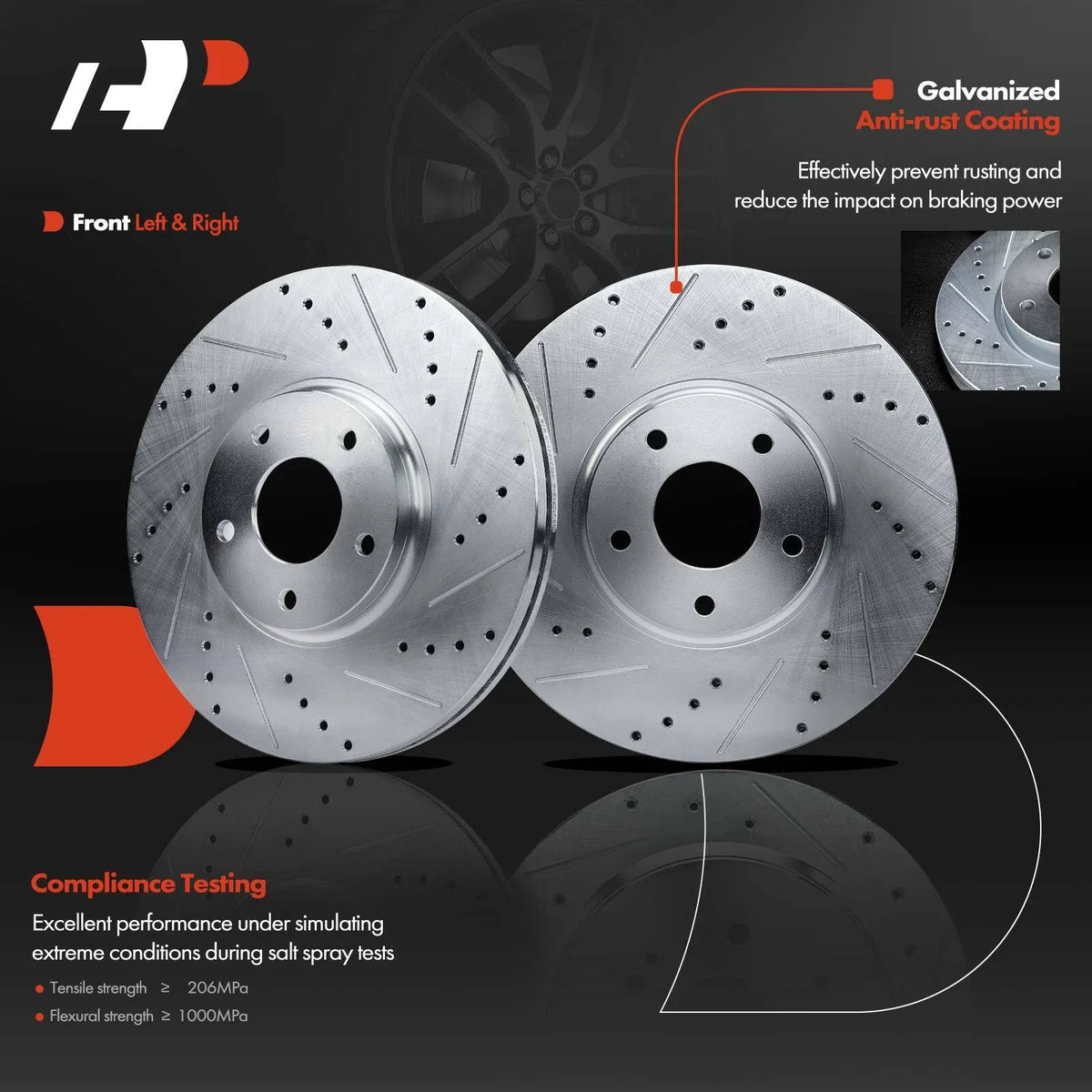 Drilled Brake Rotors & Pads Set for Nissan Murano (2005–2007)