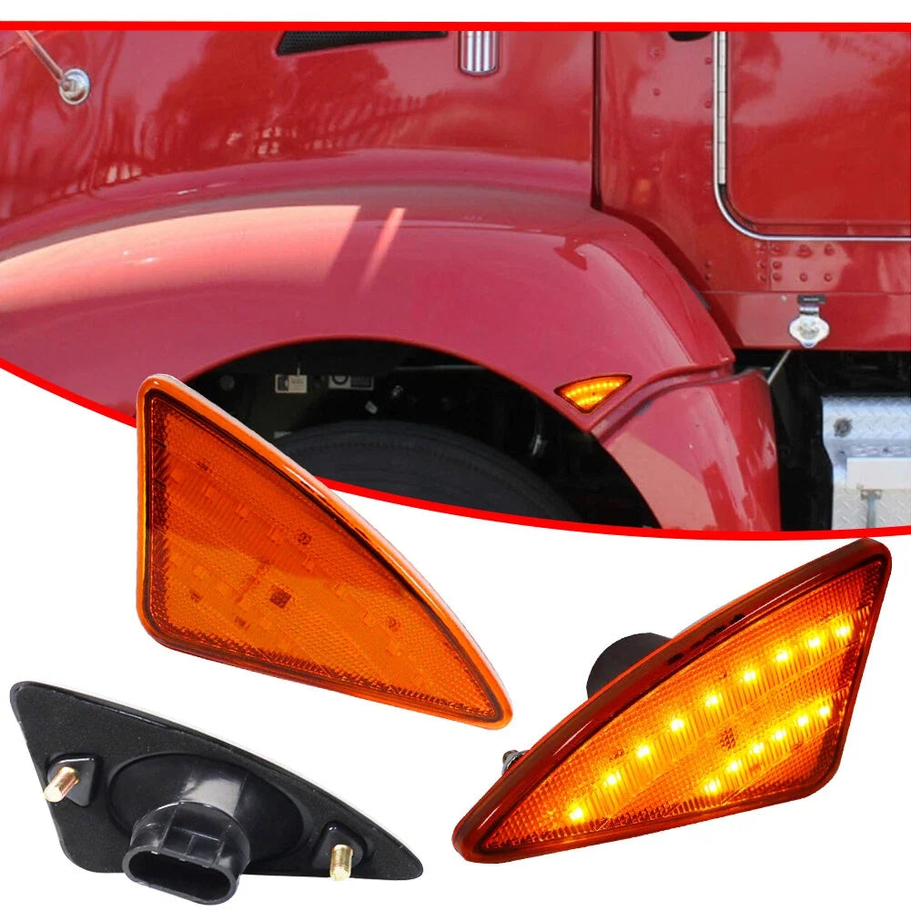 Amber Lens Front Turn Signal Lights for Kenworth T660 T170 T270 T370