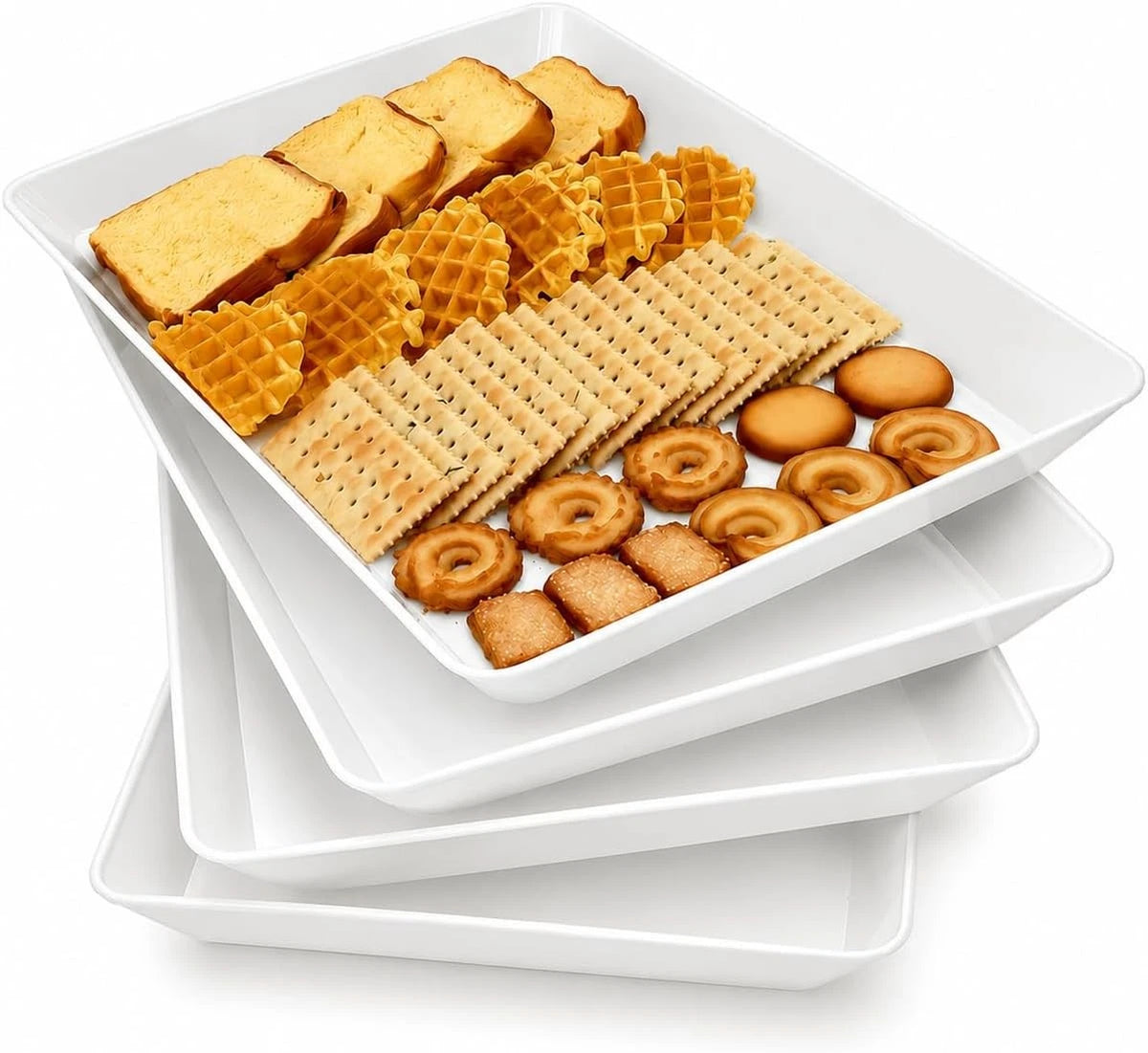 Set of 4 Serving Trays for Veggies, Fruits, Snacks, Desserts