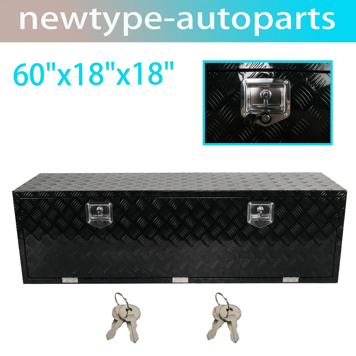 60" x 18" x 18" Black Aluminum Tool Box for Pickup Truck (Fits Most Models)