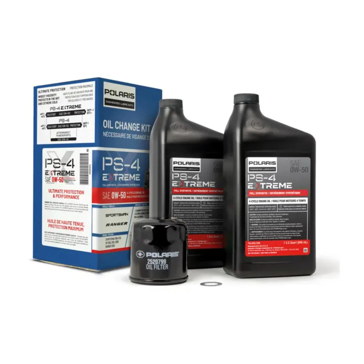 Full Synthetic Oil Change Kit for Polaris (PS-4 Extreme 0W-50) 2890055