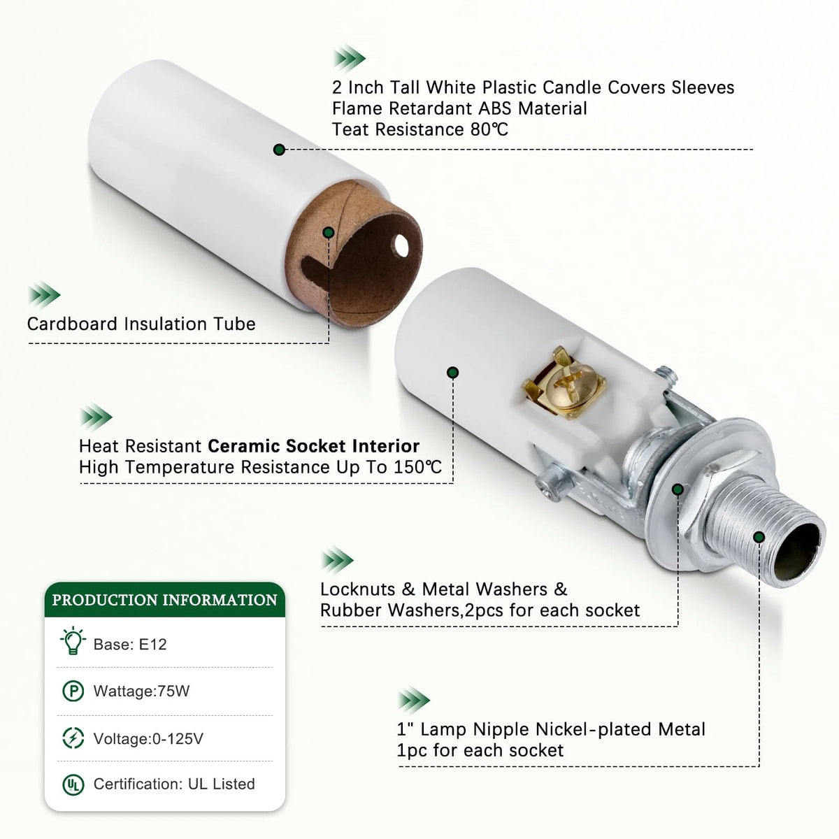 E12 Ceramic Candelabra Socket for Light Bulbs (No Year Range)
