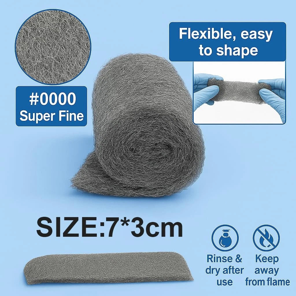 36 Pack Steel Wool #0000 Grade Pads - Flexible Cut to Size 3x7 cm
