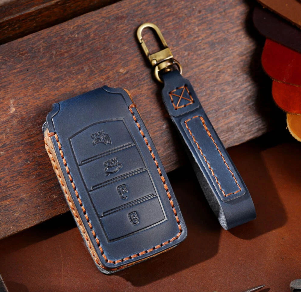 Keyless Leather Remote Car Key Fob Cover Case for Genesis G70 G80 G90 (2021)