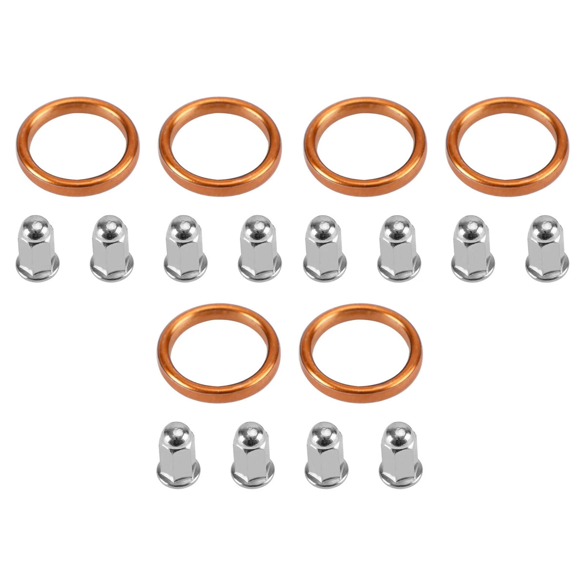 Set of 6 Exhaust Gaskets & 12 Cap Nuts for Honda Valkyrie GL1500C/D (1997–2003)