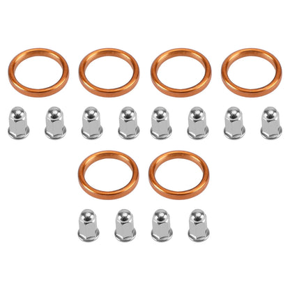 Set of 6 Exhaust Gaskets & 12 Cap Nuts for Honda Valkyrie GL1500C/D (1997–2003)