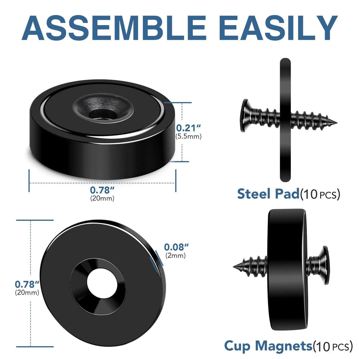 40LB Heavy Duty Neodymium Pot Magnets for Various Applications