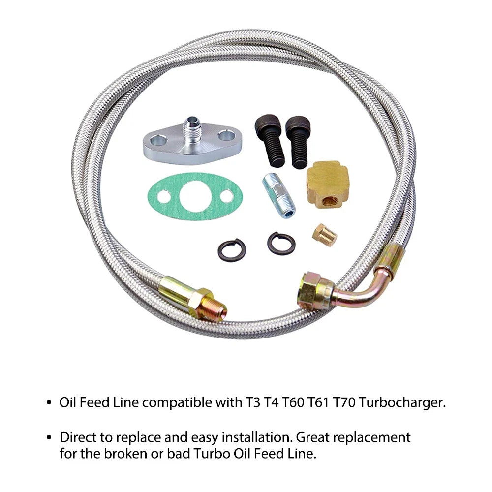 Turbo Oil Feed Line Kit for T3 T4 T60 T61 T70 (41", 1/8 PNT, 90 Degree)
