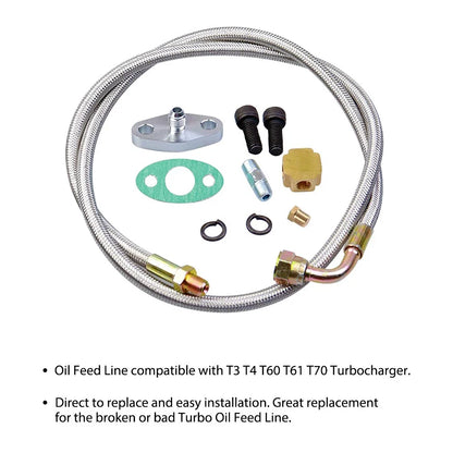 Turbo Oil Feed Line Kit for T3 T4 T60 T61 T70 (41", 1/8 PNT, 90 Degree)
